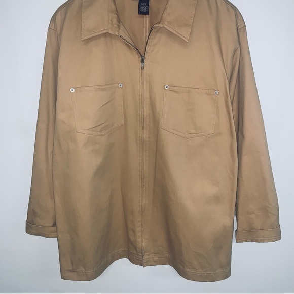 Denim&Co Vintage Light Jacket Utility‎ Workwear Tan Khaki Women’s  Size Large - Picture 4 of 7